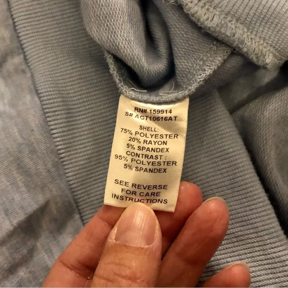Ruched, Ruffle Long Sleeve Top, Light Blue Size Small - Picture 8 of 10